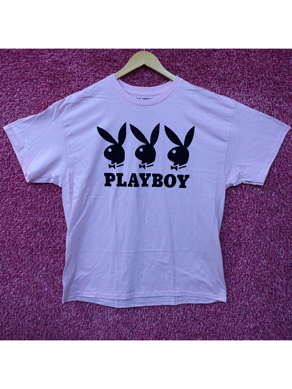 Playboy Triple Bunny Logo Rhinestone Graphic T-Shirt XL